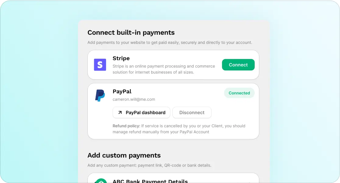 Built-in payments for your business.